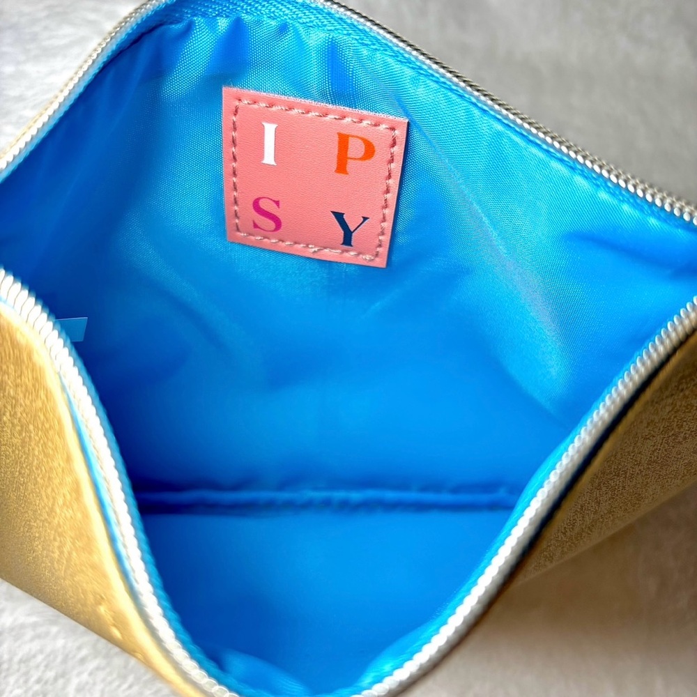 Free with $15 Purchase Ipsy Cosmetic Bag Stay Golden July 2021 Gold Turquoise - Picture 4 of 4
